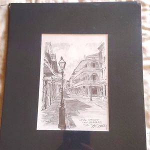 Don Davey signed Royal Street  New Orleans 1976 drawing